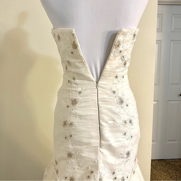 Light Champagne Mermaid Wedding Dress Lace sequin embroidered Fishtail size XS - Picture 6 of 12